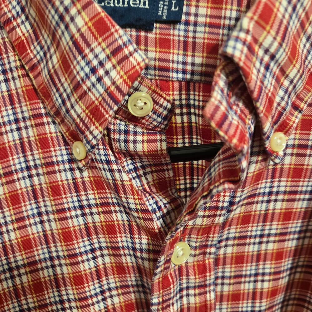 Ralph Lauren Blake Red Plaid Button Down Big and Tall Large Long Sleeve Shirt - Picture 7 of 8